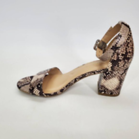 A Beautiful Soul Womens Ankle Strap Sandals Brown Snake Print High Heel Buckle 6 - Picture 2 of 10